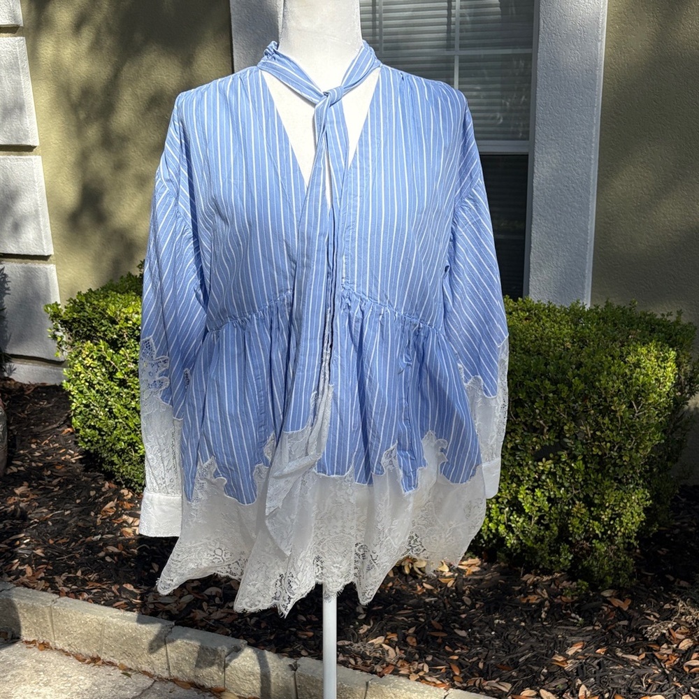 Anthropologie Maeve V-Neck Ombre Lace Mini Shirt Dress NWOT - Picture 5 of 17
